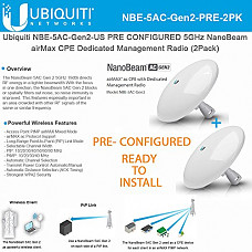 [해외]Ubiquiti NBE-5AC-Gen2-US (x2) PRECONFIGURED 5GHz NanoBeam airMax ac CPE Dedicated Management Radio ( 2 Units)