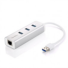[해외]HandAcc Aluminum 3 Port USB 3.0 Hub with RJ45 10/100/1000 Gigabit Ethernet Port Network Adapter