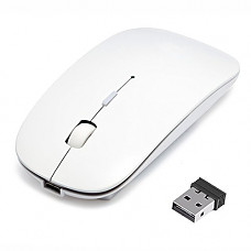 [해외]MirrorAurora Wireless Silent Click Mouse 2.4G Slim Portable Mouse With Nano USB Receiver For Notebook,PC,Laptop Computer(Black And White) (White)