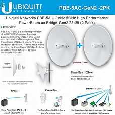 [해외]Ubiquiti PowerBeam AC Gen2 5 GHz PBE-5AC-Gen2 High Performance airMAX (2Pack)