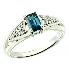 [해외]RB Gems Sterling Silver 925 Ring Genuine London Blue Topaz 0.81 Carat with Rhodium-Plated Finish (9)