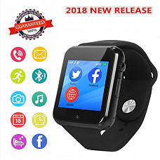 [해외]Smartwatch, Bluetooth Smart Watch Phone 2018 Upgrade Wristwatch with Pedometer 카메라 SMS SNS Sync Music Player SIM Card Slot for Android IPhone Men Women Kids (Black)