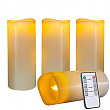 [해외]Beichi Flameless Candles 배터리 Operated LED Pillar Real Wax Flickering Electric Unscented Candles with Remote & Cycling 24 Hours Timer, Ivory Color, Set of 4（D3 x H7）