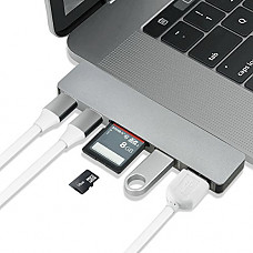 [해외]Aluminum Type-C Pro Hub Adapter for 2016/2017 MacBook Pro 13” and 15” 40Gbs Thunderbolt 3, Pass-Through Charging, SD/Micro Card Reader and 2 USB 3.0 Ports (Space Gray)