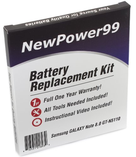 [해외]NewPower99 삼성 GALAXY Note 8.0 GT-N5110 배터리 Replacement Kit with Video Installation DVD, Installation Tools, and Extended Life 배터리