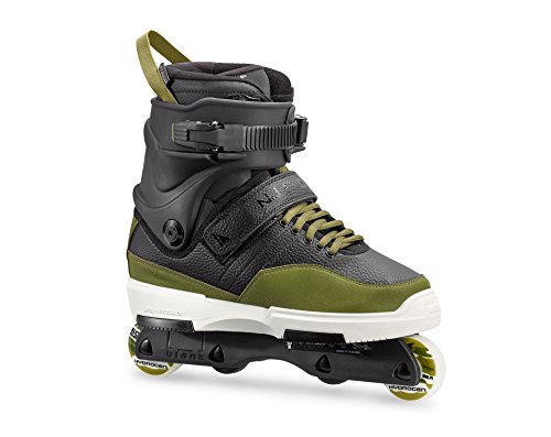 [해외]Rollerblade NJ Pro Unisex Adult Street Inline Skate, Black and Army Green, Premium Inline Skates