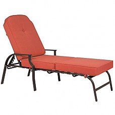[해외]Best Choice Products Outdoor Chaise Lounge Chair W/ Cushion Pool Patio Furniture Rustic Red