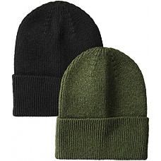 [해외]Amazon Essentials Mens 2-Pack Knit Hat, Olive/Black, One Size