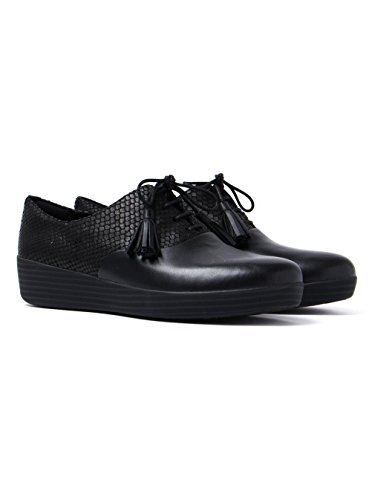 [해외]핏플랍 Womens Classic Tassel Superoxford Shoes, Black/Black Snake, US 8.5