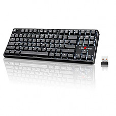 [해외]VELOCIFIRE TKL02 Wireless 87 Key Mechanical Keyboard with Brown Switches, and White LED Backlit for Copywriters, Typists, and Programmers
