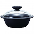 [해외]HARIO MNI-225B Glass Lid Earthenware Pot, 2000ml, Black