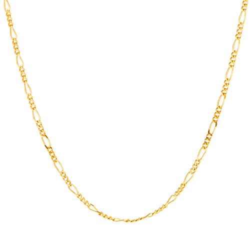 [해외]Lifetime Jewelry Figaro Chain 1.5MM, 24K Gold with Inlaid Bronze, Premium Fashion Jewelry, Pendant Necklace Made Thin for Charms, Guaranteed for Life, 18 Inches