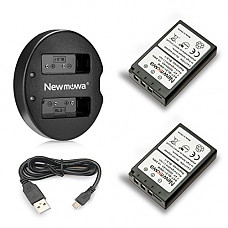 [해외]Newmowa BLS-1 배터리 (2-Pack) and Dual USB Charger for 올림푸스 PS-BLS1, BLS-1 Batteries and 올림푸스 PEN E-PL1, E-PM1, EP3, EPL3, Evolt E-420, E-620, E-450, E-400, E-410 Digital SLR Cameras