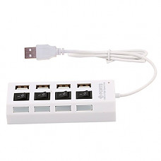 [해외]Enterest 4 Port and 7 Port USB 2.0 Hub High Speed 1.97feet USB Data Cable Each USB Port LED design 5V Power Portable Data Hub Lightweight Strip Design USB Charging Hub (4 Port, White)