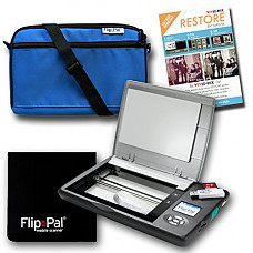 [해외]Flip-Pal Restore Bundle: Scanner with blue carry case, 랜즈 cleaning cloth, and RESTORE software from Vivid-Pix to revive old photos.