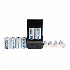 [해외]ON THE WAY16340 3.7V 10PCS 2000mAh CR123A Protected Rechargeable Lithium White 배터리 with Smart Dual Wall Chager for16340 Flashlight Torch, Photo Camera,Laser Pen