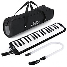 [해외]Eastar 37 Key Melodica Instrument with Mouthpiece Air Piano Keyboard,Carrying Bag Black