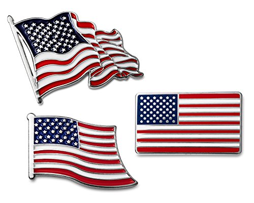[해외]3-Pc American Flag Lapel Pin Set USA Patriotic Collection in Gift Box