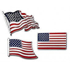 [해외]3-Pc American Flag Lapel Pin Set USA Patriotic Collection in Gift Box