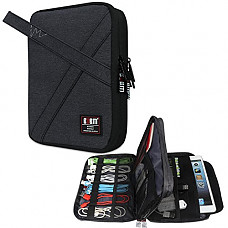 [해외]BUBM Double Layers Handy Travel Gadget Organizer, Electronics Accessories Bag for 아이패드 Mini and Tablet with Handle, Medium, Black