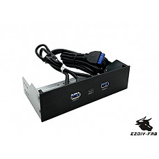 [해외]EZDIY-FAB 2-Port USB3.0 + USB3.1 Type C GEN 2-5.25 inch front panel USB hub [20 pin connector- 73 cm cable] Metal front panel USB hub, USB3.1 Extender 10 Gbps High speed Data Transfer