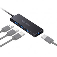 [해외]BC Master USB C Hub 4 Ports, USB 3.0 Type C Hub Adapter Ultra Slim for MacBook Pro, Google Chromebook Pixelbook, USB Type C Devices, Black