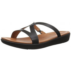 [해외]핏플랍 Womens STRATA Slide Sandals, Black, 5 M US