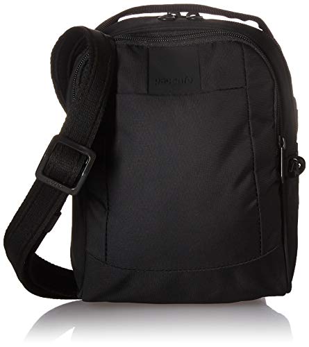 [해외]Pacsafe Metrosafe LS100 3 Liter Anti Theft Shoulder Bag - Fits 7 inch Tablet with RFID Blocking Pocket and Lockable Zippers for Women & Men (Black)