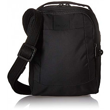 [해외]Pacsafe Metrosafe LS100 3 Liter Anti Theft Shoulder Bag - Fits 7 inch Tablet with RFID Blocking Pocket and Lockable Zippers for Women & Men (Black)