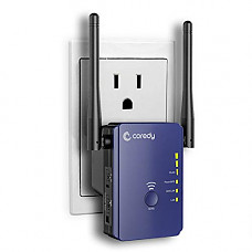 [해외]Coredy Upgraded 300Mbps Mini WiFi Extender/Wi-Fi Range Extender/Wireless Repeater/Internet Signal Booster with External Antennas, Compatible with Alexa, Extends WiFi to Smart Home & Alexa Devices