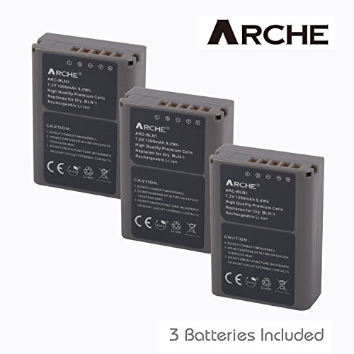 [해외]ARCHE Replacement 올림푸스 BLN-1 배터리 <3 Pack> for 올림푸스 BLN-1, BCN-1, Pen F, PEN E-P5, OM-D E-M5, OM-D E-M5 Mark II, OM-D E-M1 Digital SLR 카메라