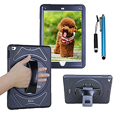 [해외]Cellular360 Drop Proof Case for 애플 아이패드 Pro 9.7 (2016) , Protective and Handy with 360 Degrees Rotatable Kickstand and a Leather Handle (Black)