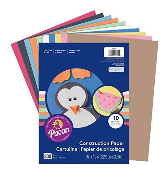 [해외]Pacon PAC6555 Lightweight Construction Paper, 10 Assorted Colors, 9