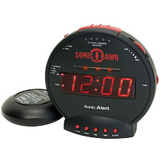 [해외]Sonic Alert SBB500SS Sonic Bomb Extra-Loud Dual Alarm Clock with Red Flashing Alert Lights and a Powerful Bed Shaker