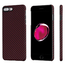 [해외]pitaka iPhone 7 Plus/iPhone 8 Plus Case, Aramid Fiber[Real Body Armor Material] Phone Case,Thinnest(0.65mm) Lightest(8g) Durable Luxury Snugly Fit Case for iPhone 7+/iPhone 8+-Black/Red(Twill)