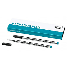 [해외]몽블랑 Rollerball Refills (M) Barbados Blue 106932 – Quick-Drying Pen Refills for 몽블랑 Rollerball and Fineliner Pens – 2 x Bright Blue Pen Cartridges