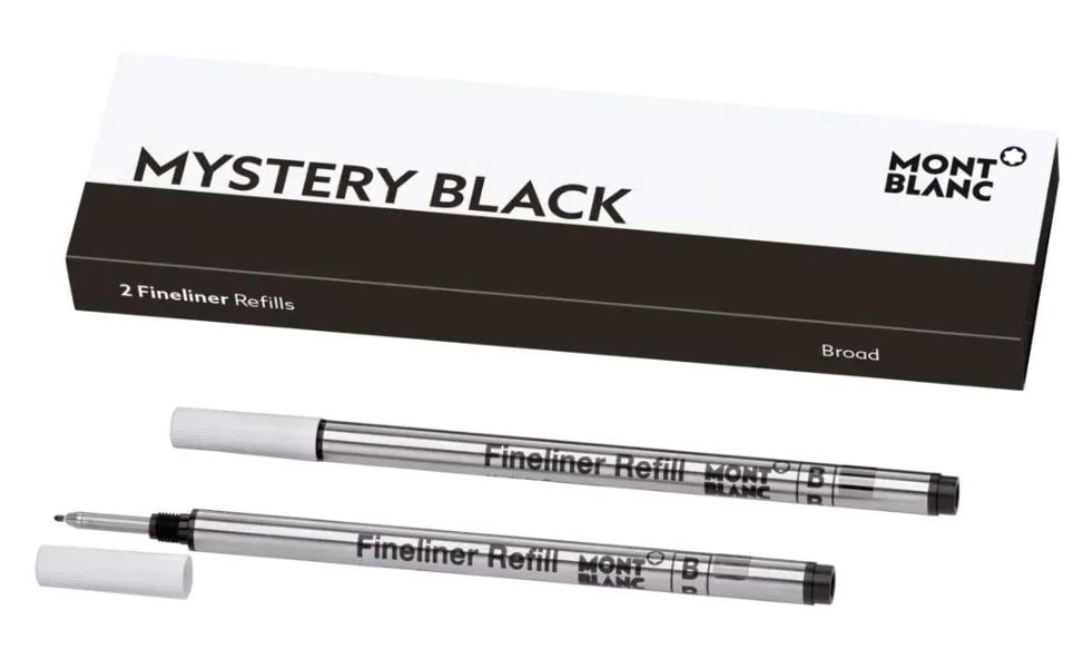 [해외]몽블랑 Fineliner Refills (B) Mystery Black 105170 – Pen Refills for Fineliner and Rollerball Pens by 몽블랑 – 2 x Fiber Tip Pen Refill