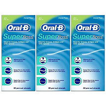 [해외]오랄비 슈퍼플러스 SuperFloss Super Dental Floss for Braces Bridges - 50 Strips (Pack of 3)
