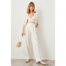 Trendyol Ecru Wide Leg Pants TWOSS19WX0017