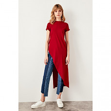 Trendyol Burgundy Asymmetrical Knitted Blouse TWOSS19VG0116