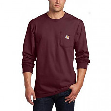 칼하트 K126 롱슬리브 티셔츠 Carhartt Men's Workwear Jersey Pocket Long-Sleeve Shirt K126 - Port