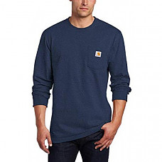 칼하트 K126 롱슬리브 티셔츠 Carhartt Men's Workwear Jersey Pocket Long-Sleeve Shirt K126 - Dark Cobalt Blue Heather