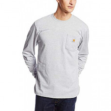 칼하트 K126 롱슬리브 티셔츠 Carhartt Men's Workwear Jersey Pocket Long-Sleeve Shirt K126 - Heather Grey