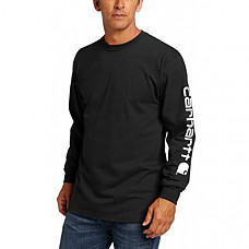 칼하트 시그니쳐 로그 롱슬리브 티셔츠 Carhartt Men's Signature Sleeve Logo Long Sleeve T-Shirt-Black