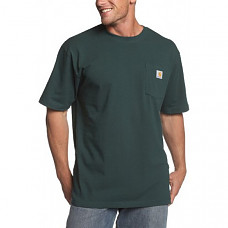 칼하트 K87 포켓 티셔츠 Carhartt Men's K87 Workwear Pocket Short Sleeve T-Shirt - Hunter Green
