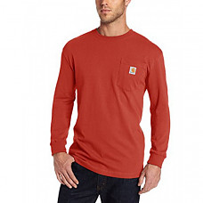 칼하트 K126 롱슬리브 티셔츠 Carhartt Men's Workwear Jersey Pocket Long-Sleeve Shirt K126 - Chili