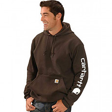 칼하트 미드웨이트 슬리브 로고 후드티 Carhartt Men's Midweight Sleeve Logo Hooded Sweatshirt (Regular and Big & Tall Sizes) - Dark Brown