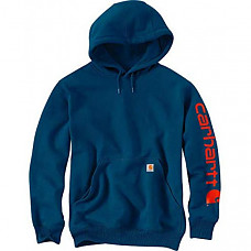 칼하트 미드웨이트 슬리브 로고 후드티 Carhartt Men's Midweight Sleeve Logo Hooded Sweatshirt (Regular and Big & Tall Sizes) - Superior Blue
