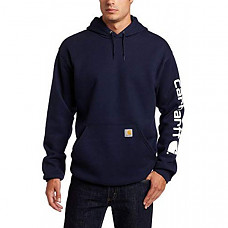칼하트 미드웨이트 슬리브 로고 후드티 Carhartt Men's Midweight Sleeve Logo Hooded Sweatshirt (Regular and Big & Tall Sizes) - Navy (Closeout)
