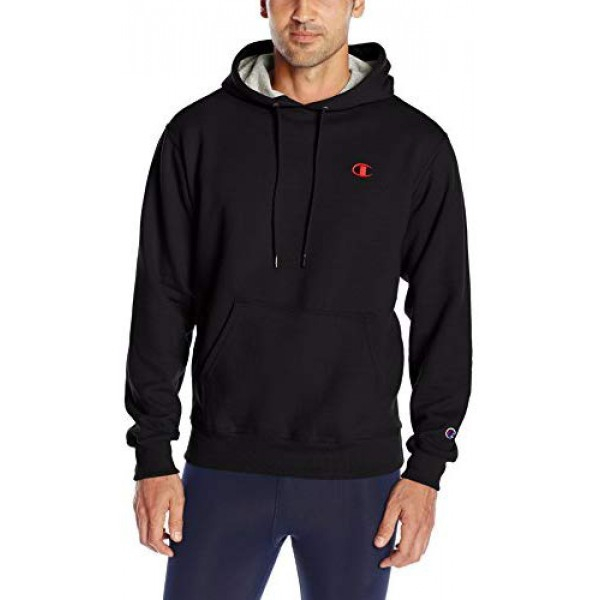 [해외] 챔피온 후드티 Champion Men's Powerblend Fleece Pullover Hoodie - Black/Team Red Scarlet Embroidered C Logo